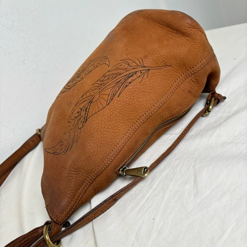 HOBO Inked Hide Collector’s Edition 2018 Feathers Convertible Backpack Bag Purse - Picture 7 of 16